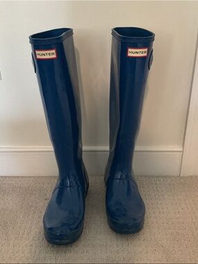 Hunter Glossy Royal Blue Tall Rain Boots